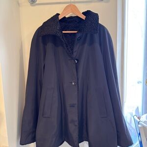 Black Women's Faux Shearling Collar Coat